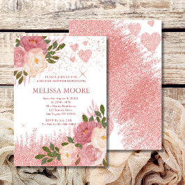 Rose Gold Glitzer und Glam Brautparty Einladung
