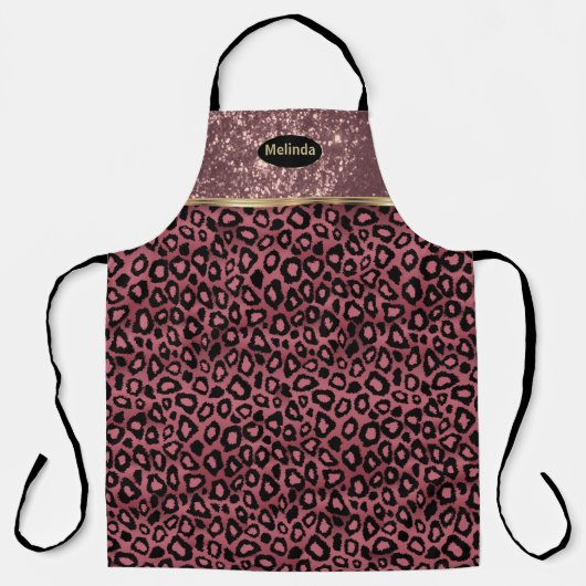 Rose Gold Glitzer und Leopard Design Schürze (Vorderseite)
