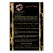 Rose Gold Glitzer und Marmor Lip Anweisungen Tischnummer (Rückseite)