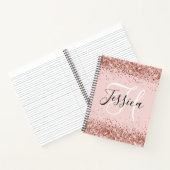 Rose Gold Glitzer und Mit Monogramm Blüten Notizblock (Innenseite)