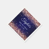 Rose Gold Glitzer und Navy Blue Mis XV Anos Serviette (Ecke)