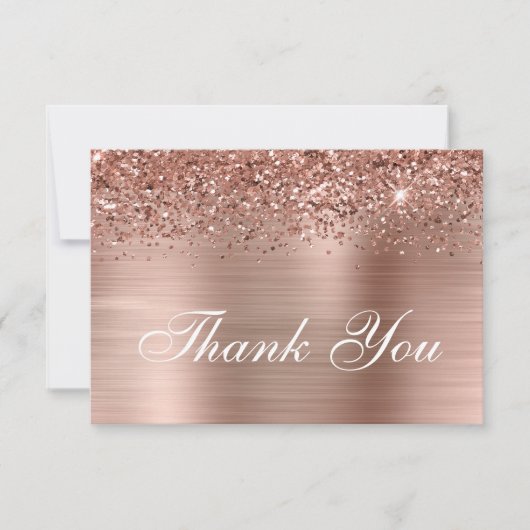 Rose Gold Glitzer und Ombre Foil Dankeskarte (Vorderseite)