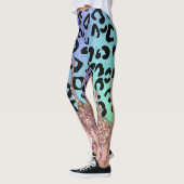 Rose Gold Glitzer und Regenbogen Leopard Print Yog Leggings (Links)