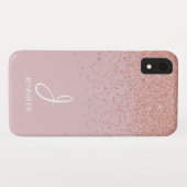 Rose Gold Glitzer und Rosa Mit Monogramm Case-Mate iPhone Hülle (Rückseite (Horizontal))
