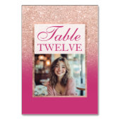 Rose Gold Glitzer und Rosa Ombre Sweet 16 Tischnummer (Rückseite)