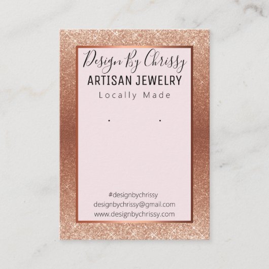 Rose Gold Glitzer und rosa Schmuckkarte Visitenkarte (Vorderseite)