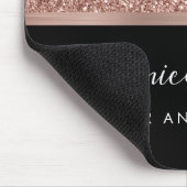 Rose Gold Glitzer und Schwarz Personalisiert Mousepad (Ecke)