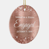 Rose Gold Glitzer und Shiny Foil Verlobt Keramik Ornament (Rechts)