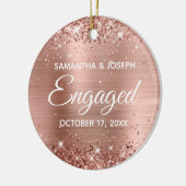 Rose Gold Glitzer und Shiny Foil Verlobt Keramik Ornament (Links)