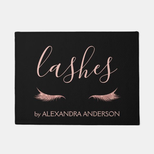 Rose Gold Glitzer und Sparkle Eyelash Extension Fußmatte (Vorderseite)