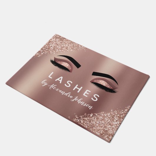 Rose Gold Glitzer und Sparkle Eyelash Extension Fußmatte (Schrägansicht)