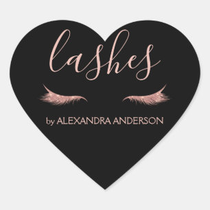 Rose Gold Glitzer und Sparkle Eyelash Extension Herz-Aufkleber