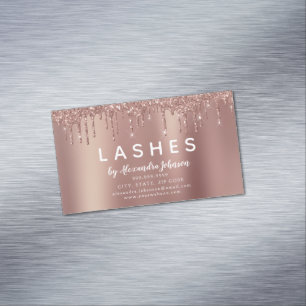 Rose Gold Glitzer und Sparkle Eyelash Extension Magnetische Visitenkarte