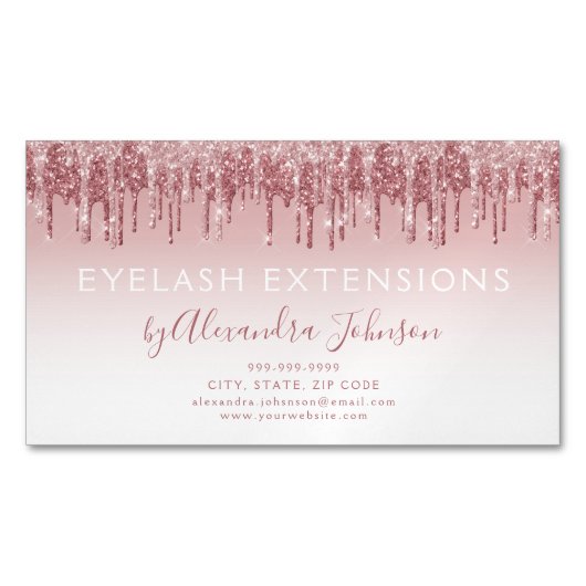Rose Gold Glitzer und Sparkle Eyelash Extension Magnetische Visitenkarte (Vorderseite)