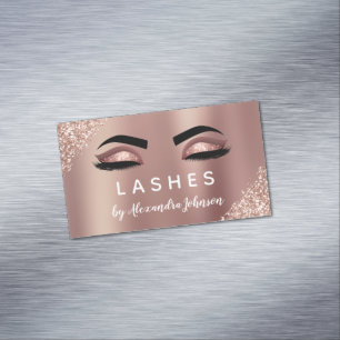 Rose Gold Glitzer und Sparkle Eyelash Extension Magnetische Visitenkarte
