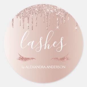 Rose Gold Glitzer und Sparkle Eyelash Extension Runder Aufkleber