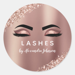 Rose Gold Glitzer und Sparkle Eyelash Extension Runder Aufkleber