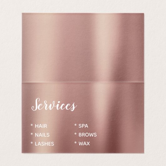 Rose Gold Glitzer und Sparkle Eyelash Extension Visitenkarten (Innenseite Aufgefaltet)