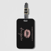 Rose Gold Glitzer und Sparkle Lipstick Makeup Gepäckanhänger (Vorderseite Vertikal)