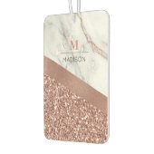 Rose Gold-Glitzer und Sparkle-Marmor-Monogramm Autolufterfrischer (Links)