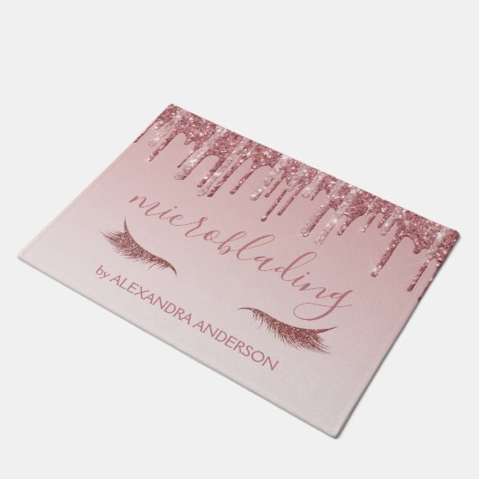Rose Gold Glitzer und Sparkle Microblading Fußmatte (Schrägansicht)