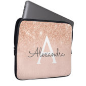 Rose Gold-Glitzer und Sparkle-Monogramm Laptopschutzhülle (Vorne Rechts)