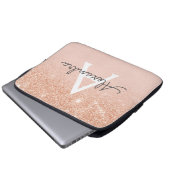 Rose Gold-Glitzer und Sparkle-Monogramm Laptopschutzhülle (Vorne Knopf)