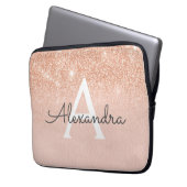 Rose Gold-Glitzer und Sparkle-Monogramm Laptopschutzhülle (Vorderseite Links)