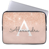 Rose Gold-Glitzer und Sparkle-Monogramm Laptopschutzhülle (Vorderseite)