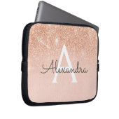 Rose Gold-Glitzer und Sparkle-Monogramm Laptopschutzhülle (Vorne Rechts)