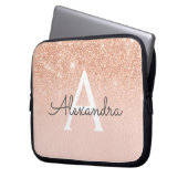 Rose Gold-Glitzer und Sparkle-Monogramm Laptopschutzhülle (Vorderseite Links)