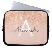 Rose Gold-Glitzer und Sparkle-Monogramm Laptopschutzhülle (Vorderseite)