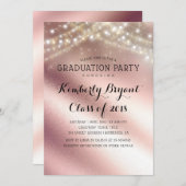 Rose Gold Glitzer und Sring Lights Abschluss Einladung (Vorne/Hinten)