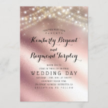Rose Gold Glitzer und Sring Lights Hochzeit
