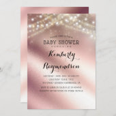 Rose Gold Glitzer und Sring Lights Kinderdusche Einladung (Vorne/Hinten)