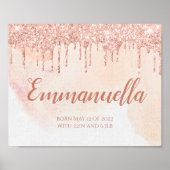 Rose Gold Glitzer Untername Kinderzimmer Poster (Vorne)