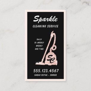 Rose Gold Glitzer Vakuumreiniger, Reinigungsservic Telefonnummerkarte