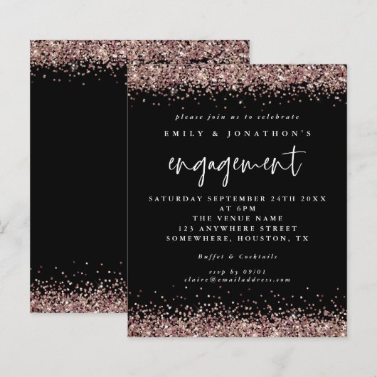 Rose Gold Glitzer Verlobung an der Grenze (Vorne/Hinten)