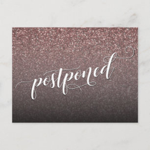 Rose Gold Glitzer Verspätete Hochzeitsankündigung Postkarte