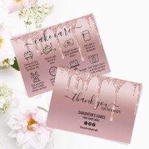 Rose Gold Glitzer Vielen Dank Cake Care Instruktio