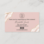 Rose Gold Glitzer Vielen Dank für Ihren Einkauf Visitenkarte (Rückseite)