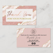 Rose Gold Glitzer Vielen Dank für Ihren Einkauf Visitenkarte (Vorne/Hinten)