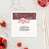 Rose Gold Glitzer Vintage Blumenhochzeit Serviette (Beispiel)