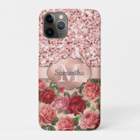 Rose Gold Glitzer Vintage Rose Mit Monogramm