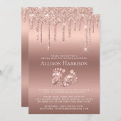 Rose Gold Glitzer Virtual Baby Boy Dusche Einladung (Vorne/Hinten)