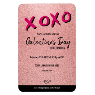 Rose Gold Glitzer Virtual Galentine Valentine Magnet