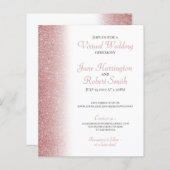 Rose Gold Glitzer Virtual Wedding Paper Einladung (Vorne/Hinten)