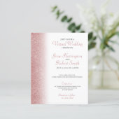 Rose Gold Glitzer Virtual Wedding Paper Einladung (Stehend Vorderseite)
