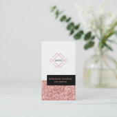 Rose Gold Glitzer Visitenkarte (Stehend Vorderseite)