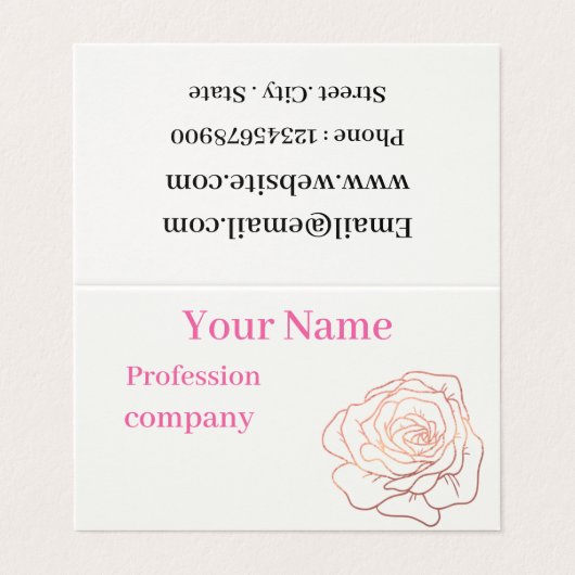 Rose Gold Glitzer Visitenkarten (Außenseite Aufgefaltet)